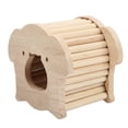 thumbnail image 1 of Casa de madera para hámster con forma de cabeza de cerdo y divertida escalera para mascotas pequeñas., 1 of 14