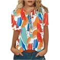 thumbnail image 1 of Mujer Verano Casual Manga Corta Camiseta Botón Cuello Redondo Jersey Blusa Tops OAVQHLG3B Store  lin121212, 1 of 4