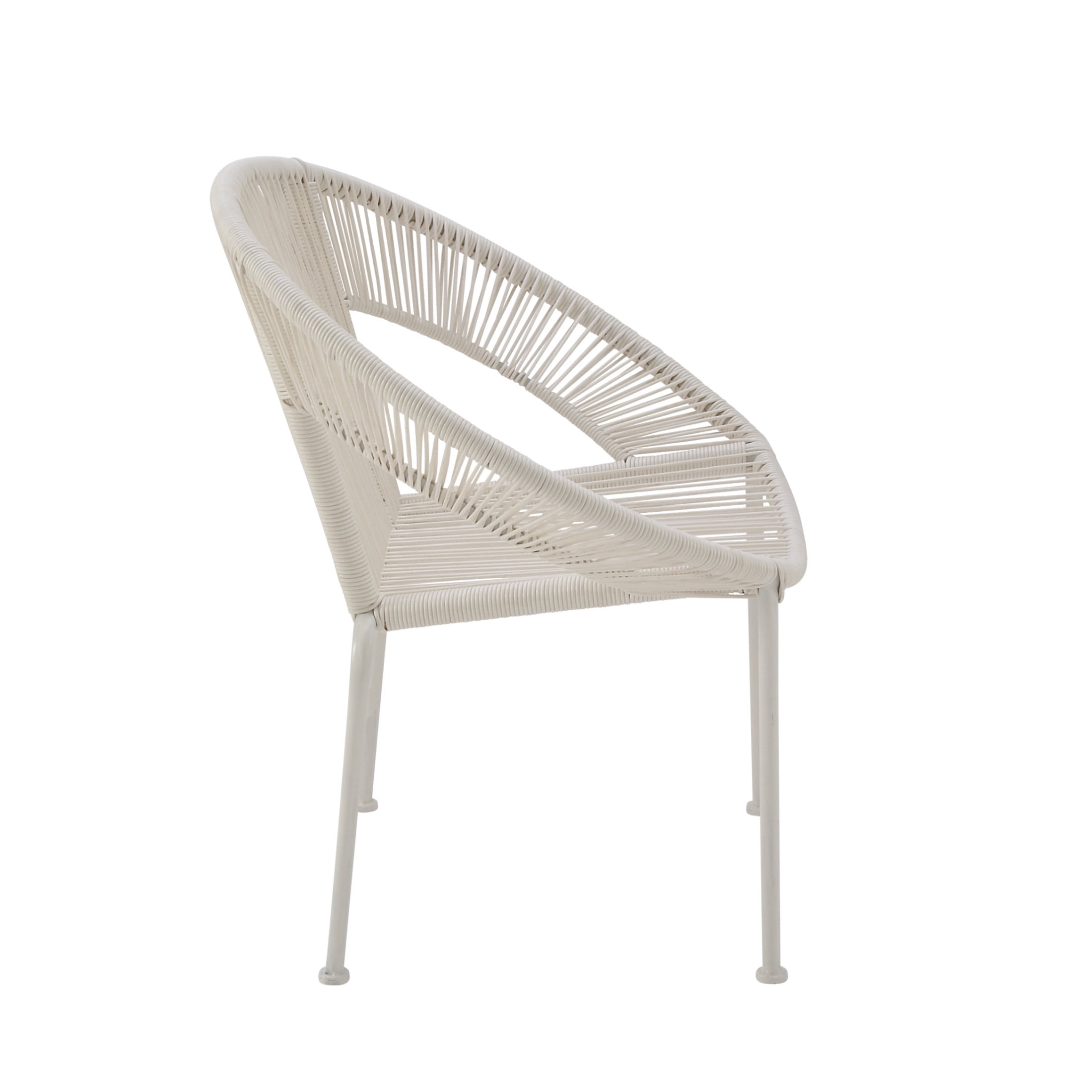 DecMode Plastic Rattan Outdoor Chair - White