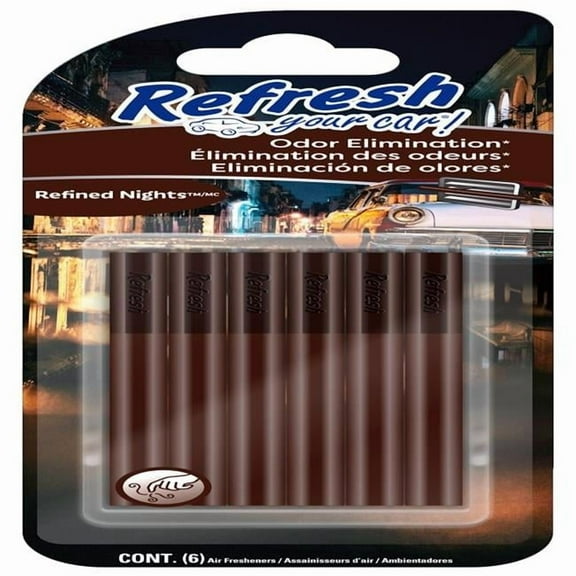 Refresh Your Car 8065203 Refined Nights Scent Car Vent Clip Solid - 6 Piece