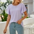 thumbnail image 3 of RKSTN Womens Tops Fashion Mesh Breathable Short Sleeve V-Neck Blouse Tops Comfortable Temperament Solid Color Tops, 3 of 4