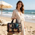 thumbnail image 4 of Quilted Embroidered Travel Duffel Bag 16x8x8 Inch, Compact Overnight Bag with Padded Handles, Gym Yoga Tote, Vacation Carry-On Bag, 4 of 6