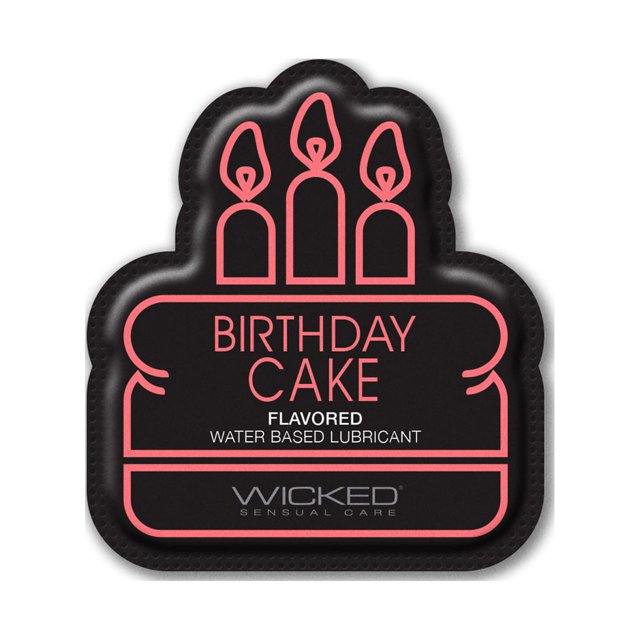 Wicked Aqua Flavored Water Based Personal Lubricant, Birthday Cake, 3 ml