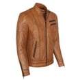 thumbnail image 2 of Skylinewears Mens Motorbike Leather Jacket 100% Genuine Lambskin Leather Biker Jacket Camel Size XXL, 2 of 7