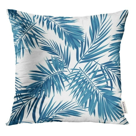 Indigo Palm Beach STOAG Indigo Blue Pattern Monstera Palm Leaves on Dark Summer Throw Pillowcase Cushion Case Cover 16x16 inch ()