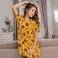 thumbnail image 3 of Zufioo Vintage Leopard Print Sunflower Print Women's Nightgown, Round Neck Short-sleeved Pajamas, Home Wear Suitable for Home and Outing, 3 of 6