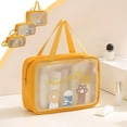 thumbnail image 1 of Gran bolsa de aseo transparente organizadora cosmética de viaje de PVC amarilla • Bolsa de almacenamiento de maquillaje de gran capacidad con asa de cremallera para baño, gimnasio, viajes, 1 of 6