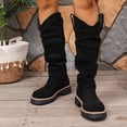 thumbnail image 5 of Knee High Boots for Women Wide Calf Chunky Block Heel Long Boot Round Toe Side Zipper Riding Fashion Motorcycle Boot Comfortable Low Heel Casual Vintage Fall Tall Platform Boots Shoes, 5 of 8