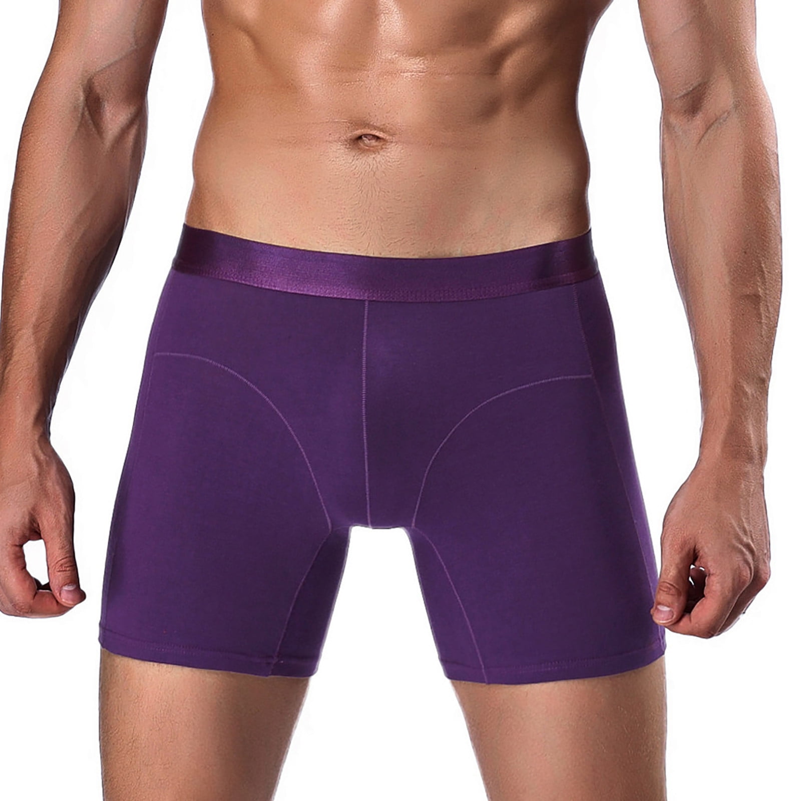 QAZXD Men's Underwear Ice Silk Super Soft Comfort Breathable Cool Boxer  Briefs Buy 2 Get 1 Free（Purple，XXL） 