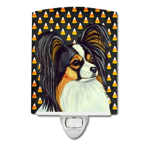 Caroline's Treasures LH9040CNL Papillon Candy Corn Halloween Portrait Ceramic Night Light, 6x4x3", multicolor