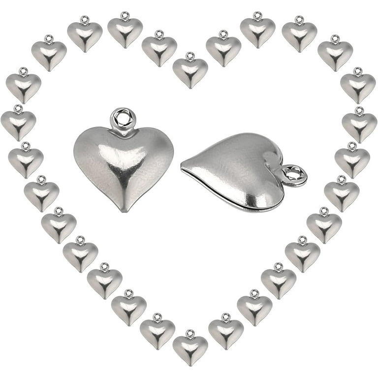 Silver heart charms for crafts outlet