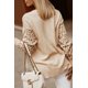 thumbnail image 1 of ABPHQTO Suéter tipo jersey con cuello en V y manga raglán de leopardo para mujer, 1 of 5