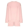 thumbnail image 6 of Womens Sets Women Casual Plus Size 2 Piece Outfits Round-Neck Long Sleeve Sweatshirt Shorts Casual Suit Sets, 6 of 6