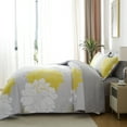thumbnail image 4 of Flymme Full Size Comforter Sets 7 Piece Bed in a Bag Yellow Floral Printed on Gray Comforter Set with Sheets Botanical Complete Bedding Set for All Season, 4 of 8