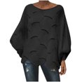 thumbnail image 2 of Sweaters for Women 2025 Oversized Hollow Out Crochet Irregular Hem Batwing Boat Neck Jumper Womens Pullover Sweaters, 2 of 5