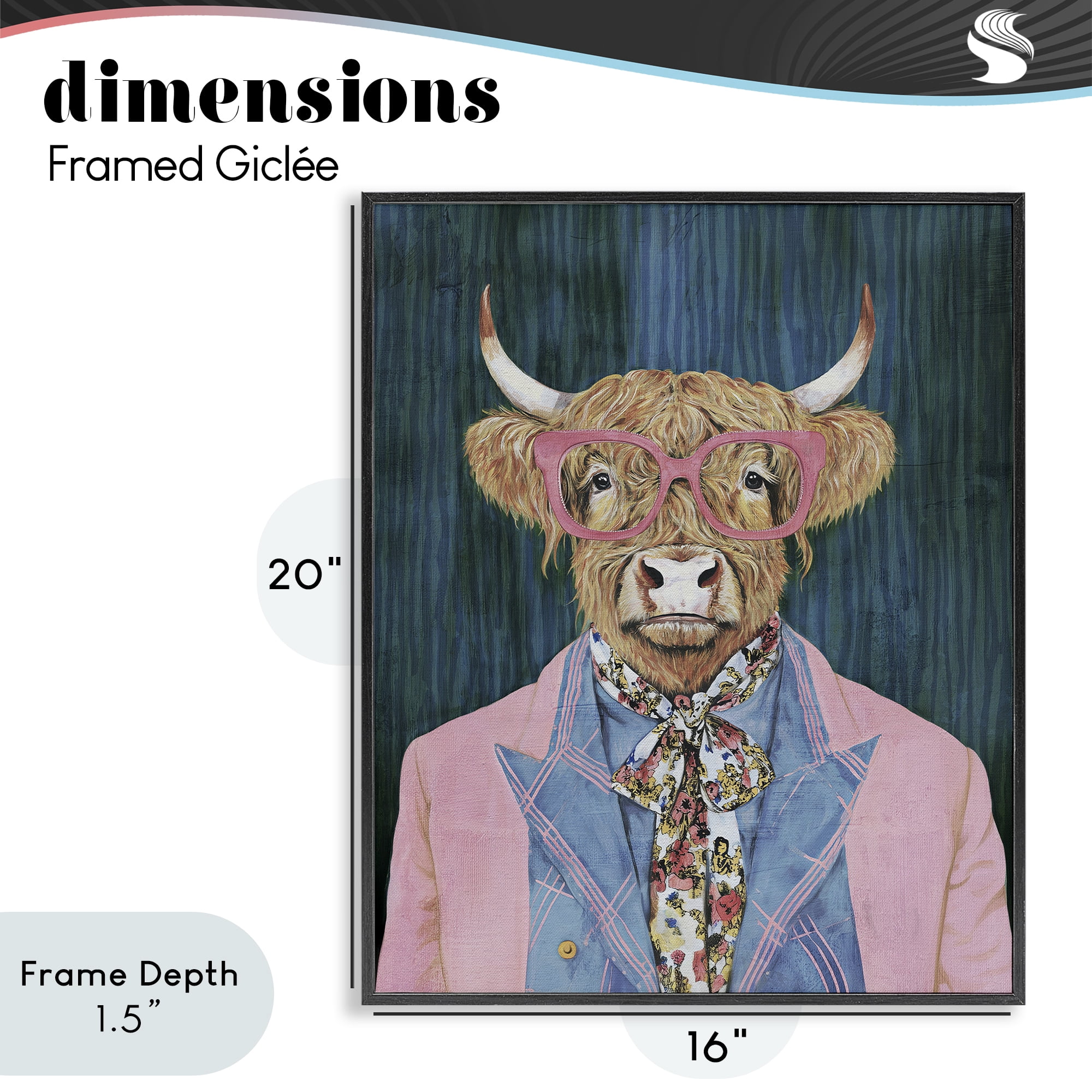 Stupell Industries Gentle Bull Portrait Black Framed Giclee Art, design by Svetlana Aleynikova