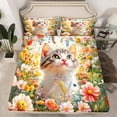thumbnail image 2 of Feelyou 3D Kawaii Cat Bed Sheets for Kids, Spring Garden Groovy Flower King Sheets, Cute Cat Animal Sheet Set, Microfiber Bedroom Decor, 4-Piece, 2 of 7