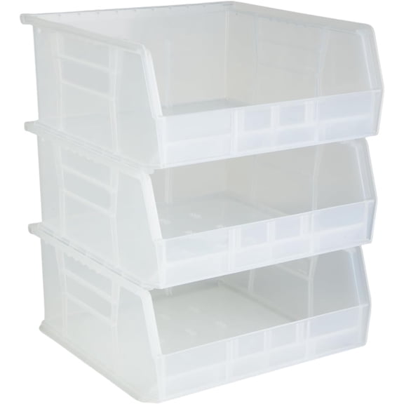 HZAT 3-Pack 11"x11"x5" Clear Stackable Plastic Storage Bins - Organize Small Parts & Home Goods