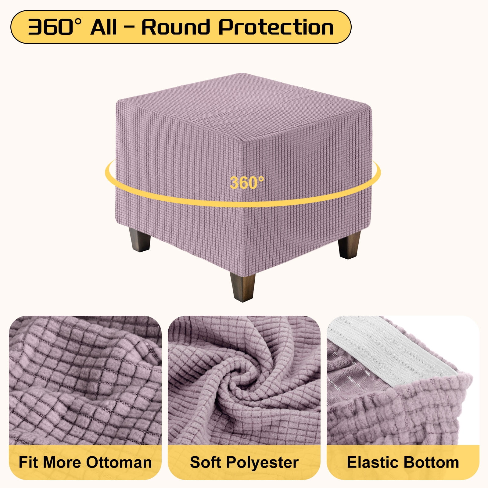 Unique Bargains Square Jacquard Slipcover Light Purple 13.4"-17.7" x 15.0"-17.7"