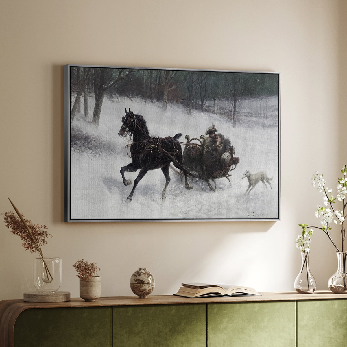 Vintage Animal Print-XXIV By Wexford Home Framed in Silver Wood Gallery Wrapped Canvas 25 in. x 37 in.