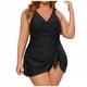 thumbnail image 2 of Trajes de baño Amzcrzy Tankini para mujer, trajes de baño, traje de baño, bikini liso con almohadilla para el pecho, bikini con aros, traje de baño deportivo dividido, negro, 2XL, 2 of 9
