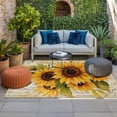 thumbnail image 2 of Sunflower Outdoor Rug for Patio/Deck/Porch, Non-Slip Large Area Rug 6 x 9 Ft, Oil Painting Summer Botanical Indoor Outdoor Rugs Washable Area Rugs, Reversible Camping Rug Carpet Runner, 2 of 8