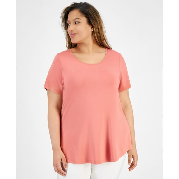 Plus Size Short-Sleeve Top Burnt Brick 1X
