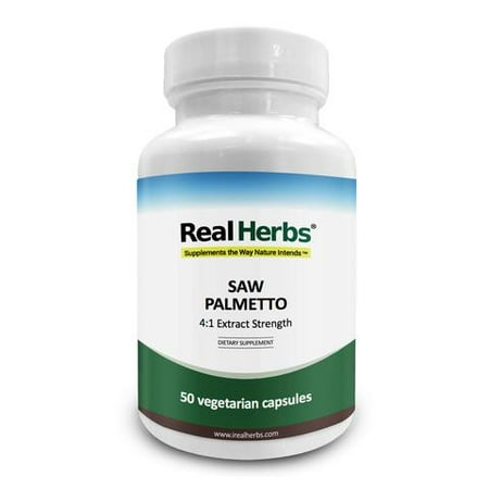Real Herbs Saw Palmetto Extract - Derived from 2400mg of Saw Palmetto with 4:1 Extract Strength - Suitable for Men and Women, Promotes Prostate Health & Combats Hair Loss - 50 Vegetarian
