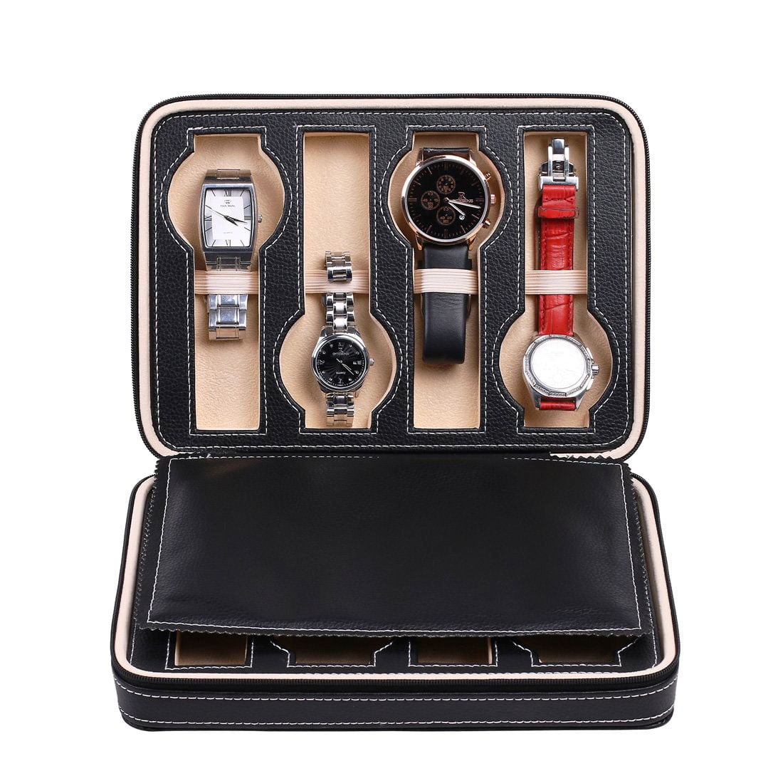 Kepooman Watch Box, 8-Slot PU Leather Case Organizer for Storage and Display Kepooman Watch Box, 8-Slot PU Leather Case Organizer for Storage and Display