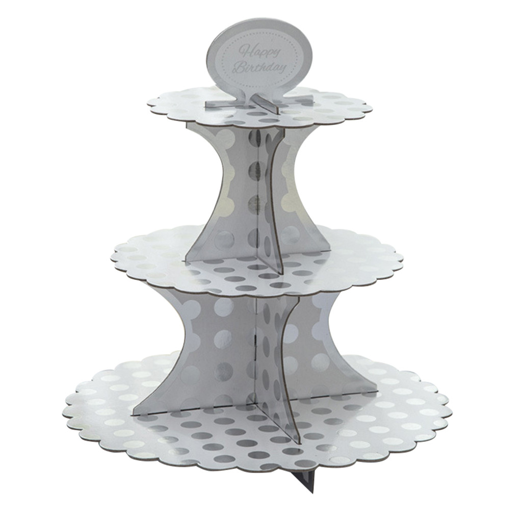 Disposable Paper Cake Stand Bronzing TwoColor Paper Birthday Party