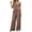 #004 Brown, variant on Women's 2 Piece Outfits Linen Vest Waist-coat Dressy linen sets for women 2 piece Casual Sets Wide Leg Pants Suits (Beige,L)