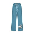 thumbnail image 4 of Tnhcen Women's Drawstring Pants 2025 - Pre-Shrunk Linen-Look 7/8th Length Pants with Pockets Floral Print Relaxed Fit Easy Care Stretch Waist Straight Pants S-3XL, 4 of 4