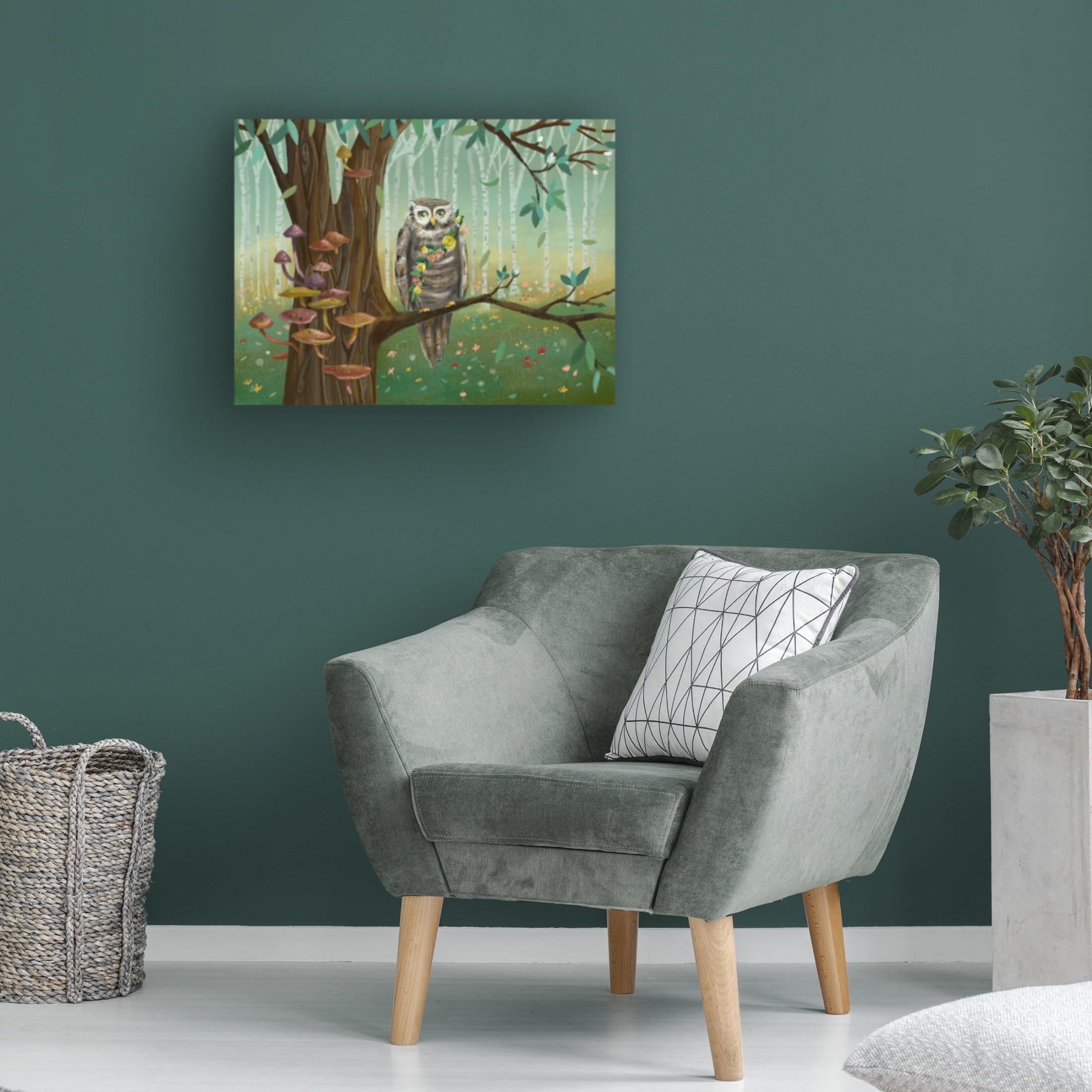 Canvas Wall Art - Christine Rotolo 'Forest Animals Owl' Wall Art for Living Room, Bedroom, or Office Décor by Trademark Fine Art - 32 x 24 Inches