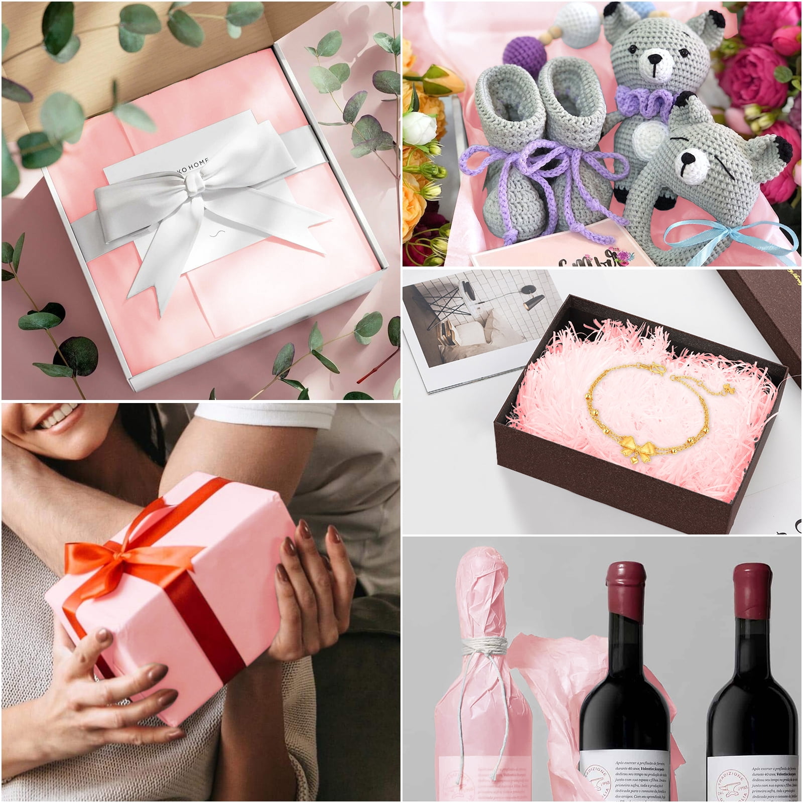 150 Pack Pink Gift Tissue Paper Bulk - 14" x 20" Small Sheets for Packaging, Wedding Favors, Floral Wraps and Arts & Crafts Projects, Pink