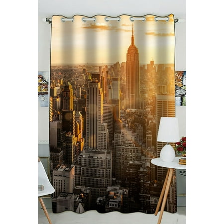 Zkgk New York City Skyline Window Curtain Drapery Panels Treatment