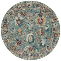 SAFAVIEH Blossom Greta Floral Area Rug, Blue/Rust, 6' x 6' Round