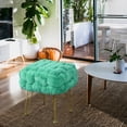 thumbnail image 3 of Home Soft Things Fox Faux Fur Pouf Stool Ottoman - Blue Turquoise - 17x17x17", 3 of 7