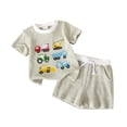 thumbnail image 4 of LIIPEE Casual Summer Outfit Sets For Boys Baby Short Sleeve Cartoon Embroidery Tees Stripes Shorts 2 Piece Set Kids Comfortable Cute Outfits,3-4 Years, 4 of 5