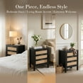 thumbnail image 3 of Rattan Nightstand, 3 Drawer Black Dresser with Natural Rattan Panels & Gold Handles, 27" Tall Modern Bedroom Furniture, 275 lbs Weight Capacity, Sturdy Wood Legs, 3 of 9