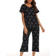 thumbnail image 3 of HAHDAXIA Womens Pajama Set Cotton Capri Pant Pyjama Short Sleeve Sleepwear Summer Pjs, 3 of 7