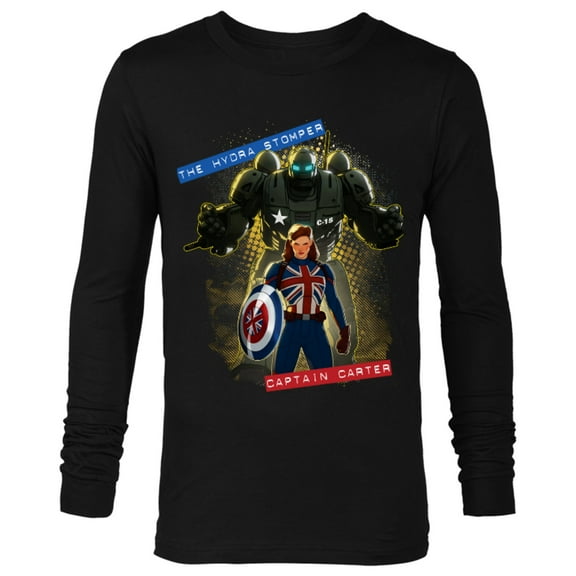 Marvel WHAT IF…? The Hydra Stomper and Captain Carter - Long Sleeve T-Shirt for Men – Customized-Black