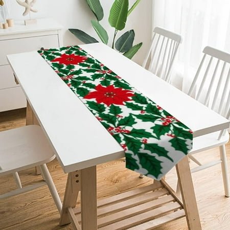 

SKYSONIC Table Runner Christmas Folk Art Motif Washable Table Cloth Runner for Holiday Home Wedding Table Top Decoration 13x90 Inches