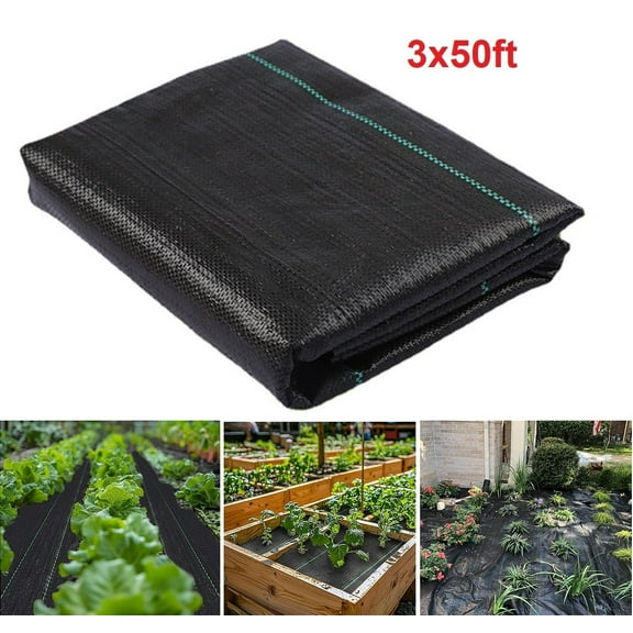 3x50ft Weed Barrier Landscape Fabric, Heavy Duty 3.2oz Ground Cover Weed Control Geotextile Fabric with Garden Staples Weed Block Gardening Mat Landscape Fic