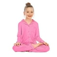 thumbnail image 4 of RUTAYY Children Girls Sleepwear Set Long Sleeve & Pants Button Up Collar Loose Fit Homewear Fun & Vibrant Designs, Hot Pink, 7-8 Years, 4 of 7