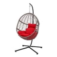 thumbnail image 4 of Abble Gray Outdoor Wicker Hanging Swing Chair with Cushion and Stand - Red, 4 of 5