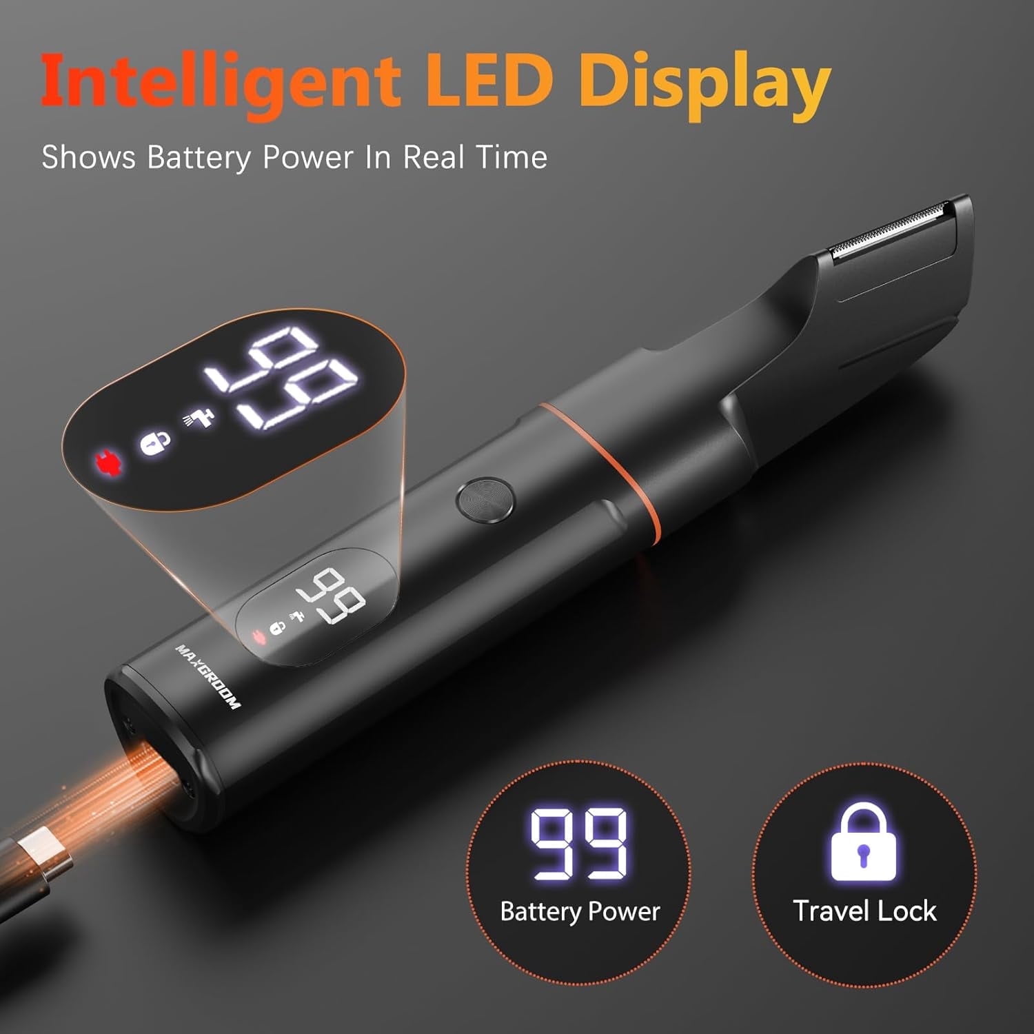 Manscape Body Hair Trimmer for Men, Waterproof Pubic, Groin & Ball Shaver, 4 in 1 V-Shaped No-Nick Mens Electric Grooming Kit with LED Display, USB Rechargeable, Adjustable Guide Comb