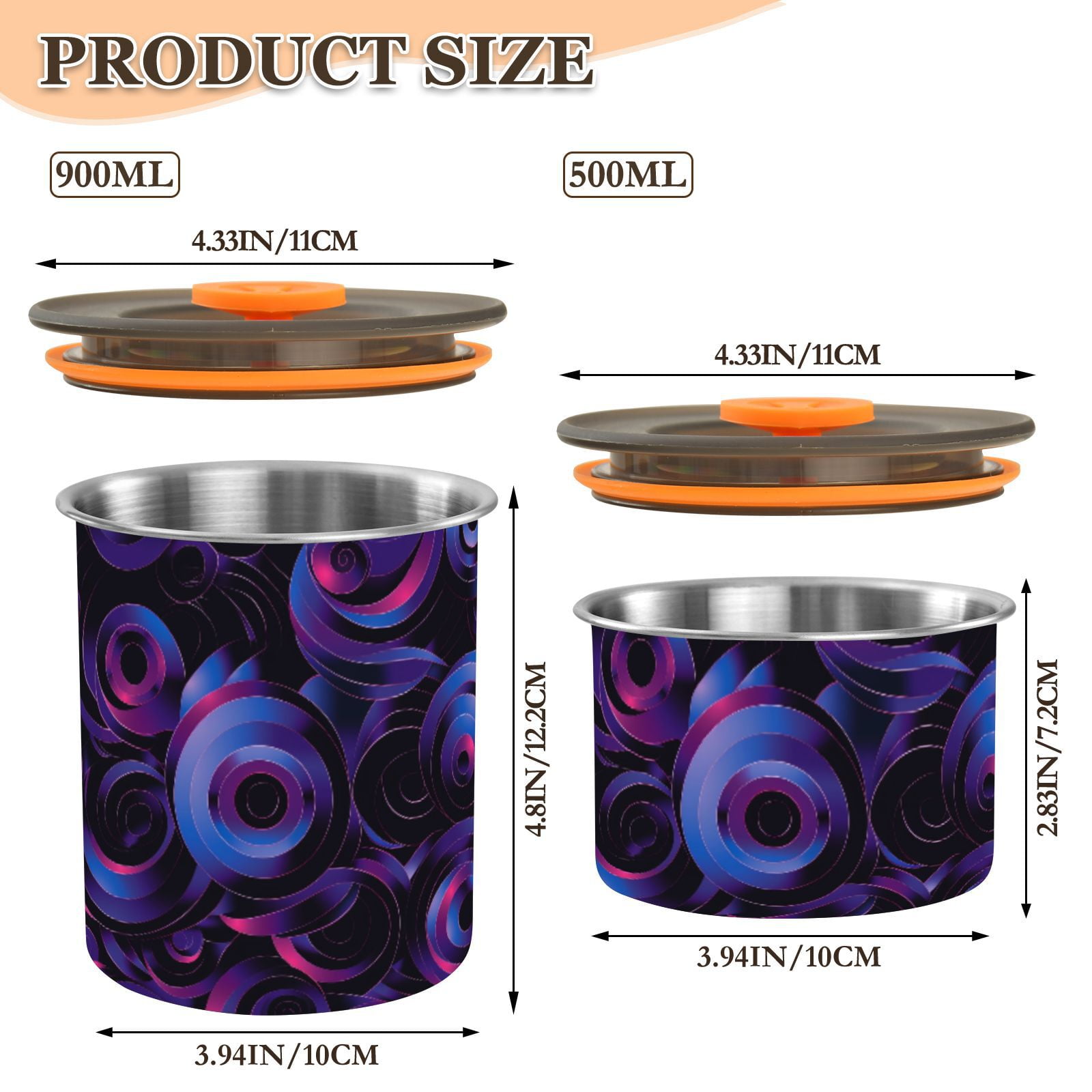 Dark Coil Swirl Neno Airtight Coffee Bean Canister 30oz Food Storage Containers with Lids For Gournd, Tea, Sugar, Flour, Rice, Cereal, Candy Cookie Jar