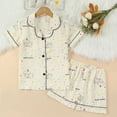 thumbnail image 2 of Bainana Girls 2 Pieces Sleep Outfit Set Cartoon Print Short Sleeve Button Down Shirts And Shorts Set Soft Leisure Toddler Girls Holiday School Daily Loungewear Size 2-3 Years White, 2 of 7