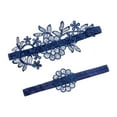 thumbnail image 4 of Yinanstore 2Pcs Bride Lace Garter Set Elastic Thigh Rings Floral Design Handmade Accessories Wedding Garters for Costume Dance Cosplay Bride Girls , Navy Blue, 4 of 8