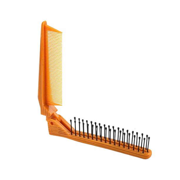 Cepillo de pelo plegable de doble cabezal para viaje, cepillo plegable, peine de bolsillo amarillo